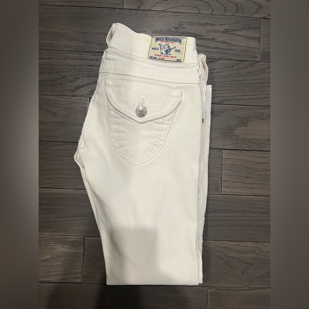 True Religion White cropped skinny Jeans